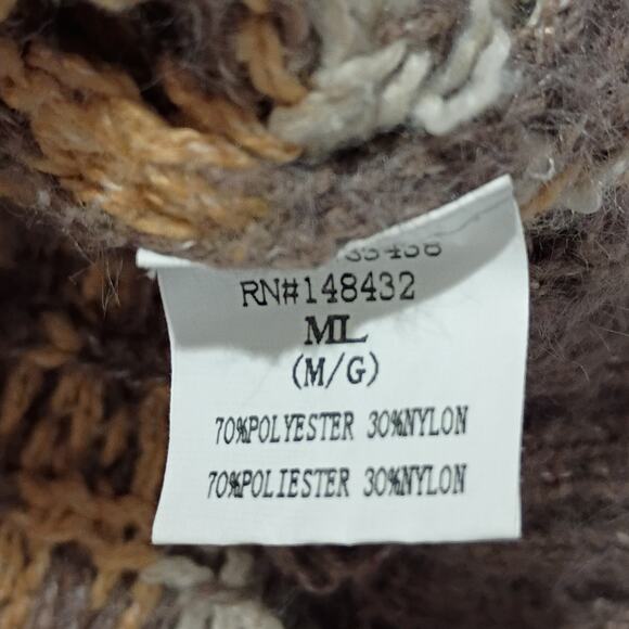 Becool Women's Fair Isle  M/L Cream/Taupe Cowl Neck Ski Style Tunic Sweater - Picture 12 of 12